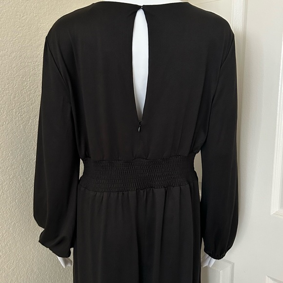 Anthropologie Hutch Long Sleeve Black Wide-Leg V-Neck Jumpsuit Romper - size M - Picture 12 of 15